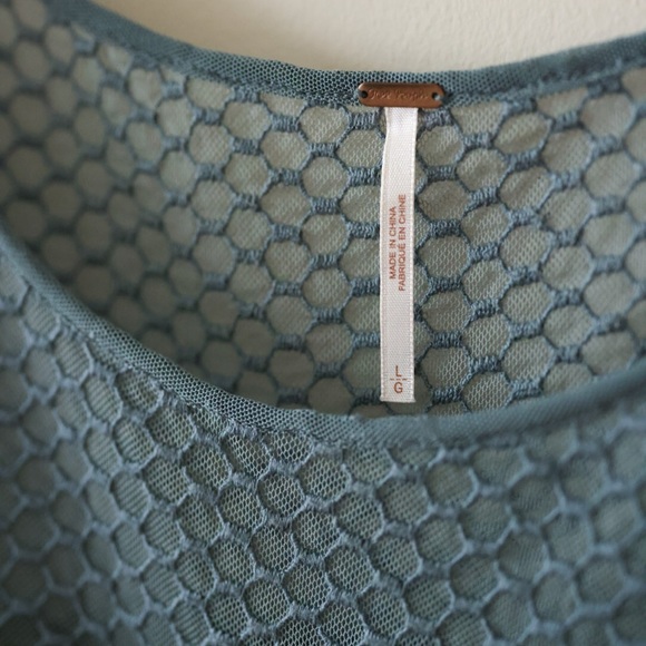 Free People Blue Peasant Blouse, LARGE - Picture 4 of 7